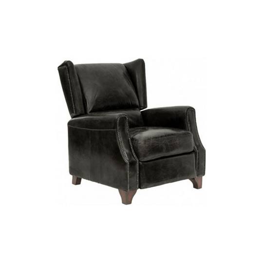 Stratford Aged Full Grain Leather Recliner Chair Black